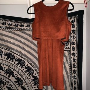 Burnt orange retro cut-out dress